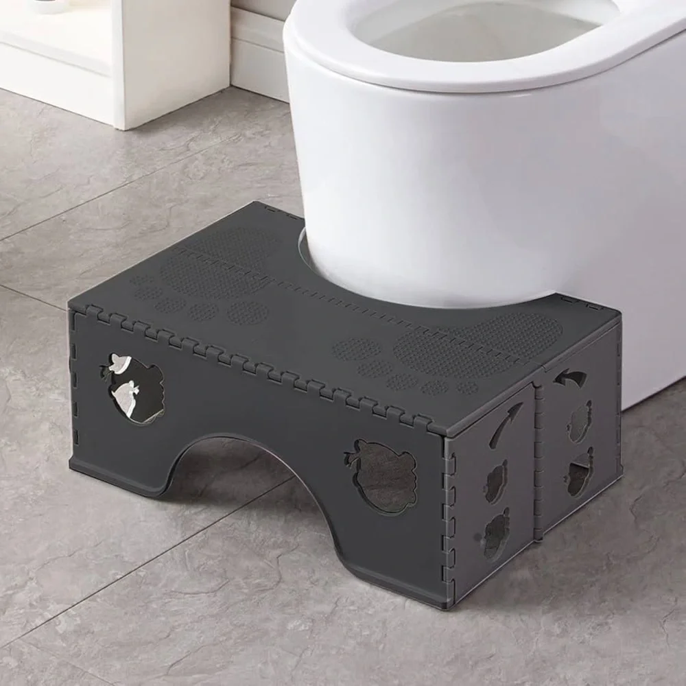 Foldable Toilet Stool, 7 inches Healthy Squatting Portable, black